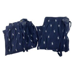 Lot of 2 Polo Ralph Lauren Mens S Navy Sleep Pants S 100% Cotton & Elastic Waist